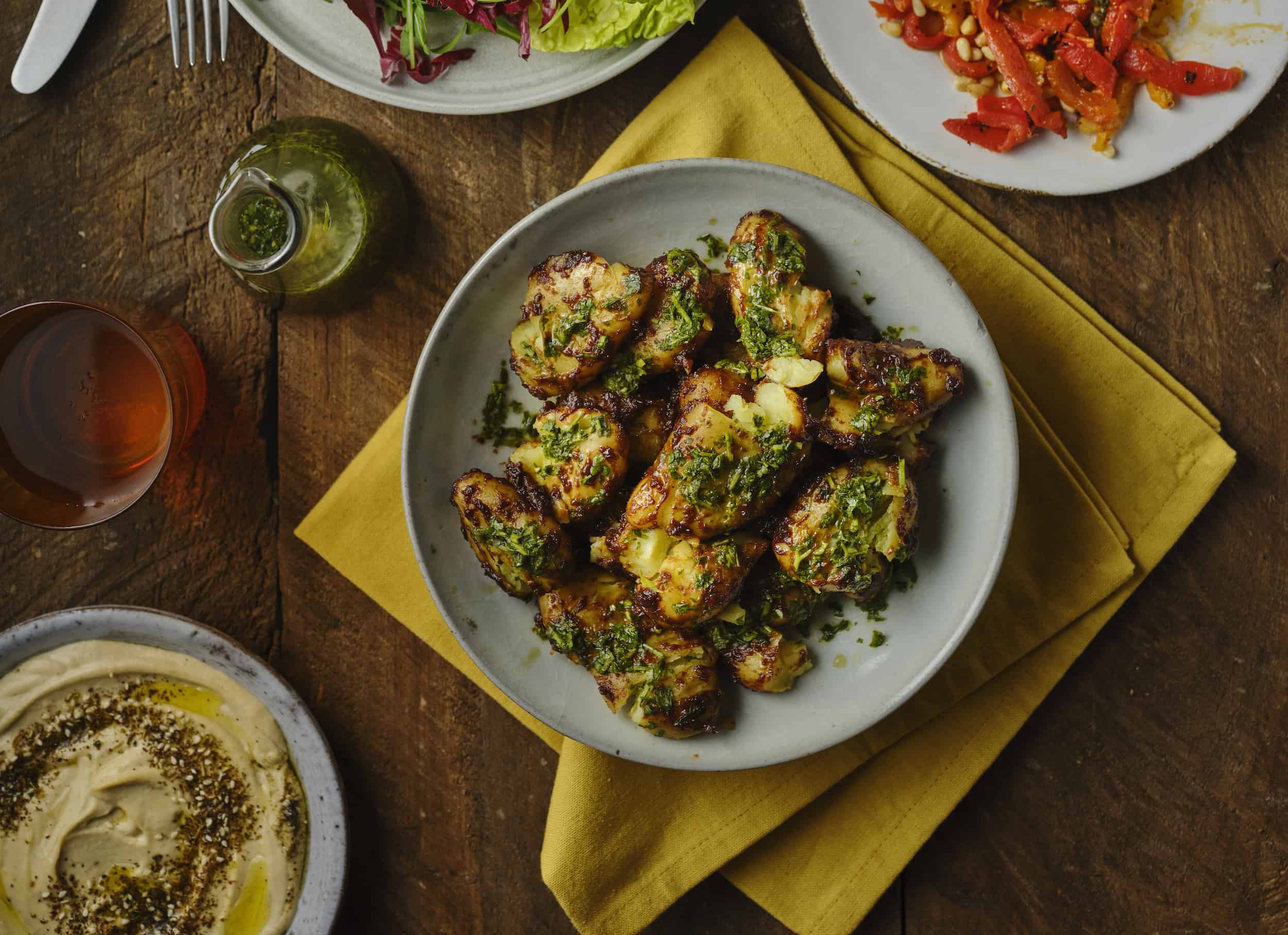 Taste & Flavour Miso butter potatoes with green herb vinegar