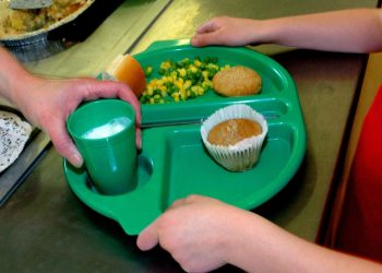 File photo dated 28/08/09 of a school meal being served. Around three in 10 school-aged children have registered for free school meals this autumn, research for food poverty campaigners suggests.