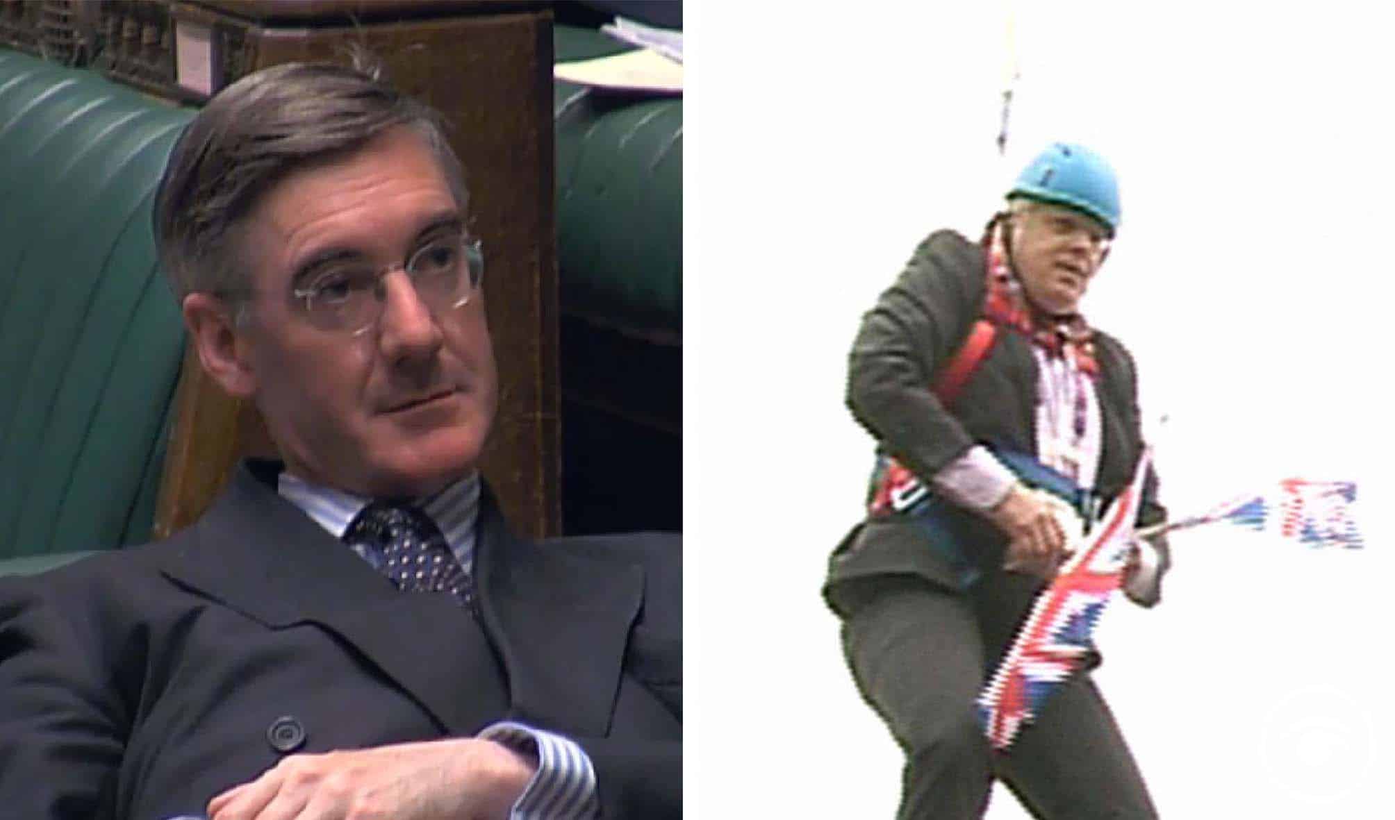 Reactions as Rees-Mogg photo op on zip line gives people Johnson flashbacks