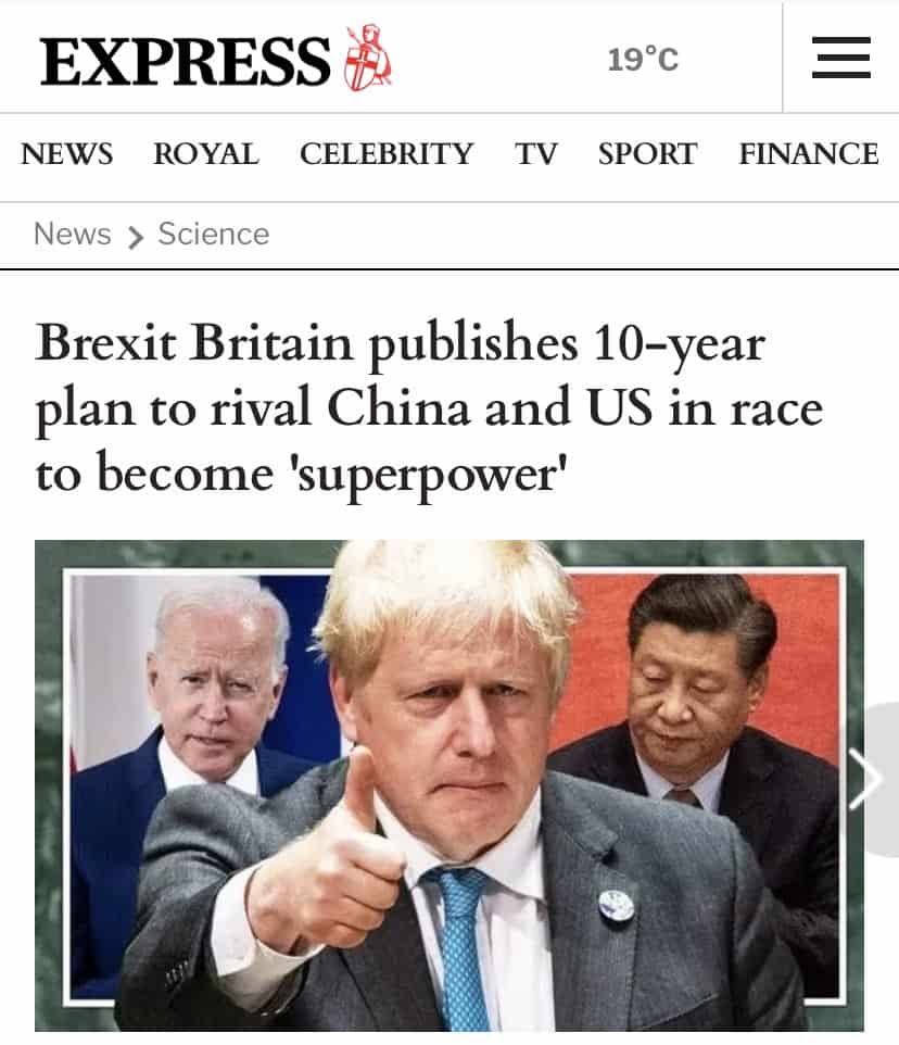 ‘Effortlessly rivalling North Korea’: Daily Express publishes Britain’s 10-year plan to become ‘superpower’