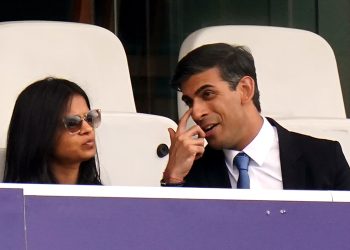 Chancellor of the Exchequer Rishi Sunak alongside his wife Akshata Murthy in the stands during day one of the cinch Second Test match at Lord's, London. Picture date: Thursday August 12, 2021.