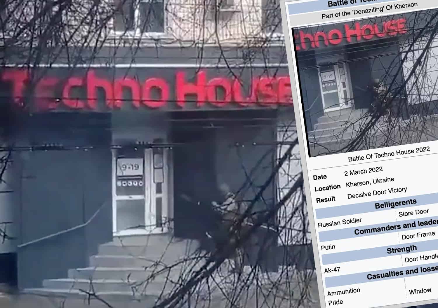 ‘Battle of Techno House’: Russian solider beaten by a door gets his own Wikipedia page