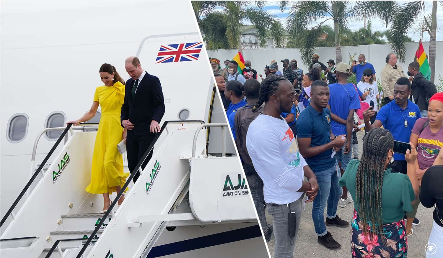 William and Kate receive frosty welcome on arrival in Jamaica