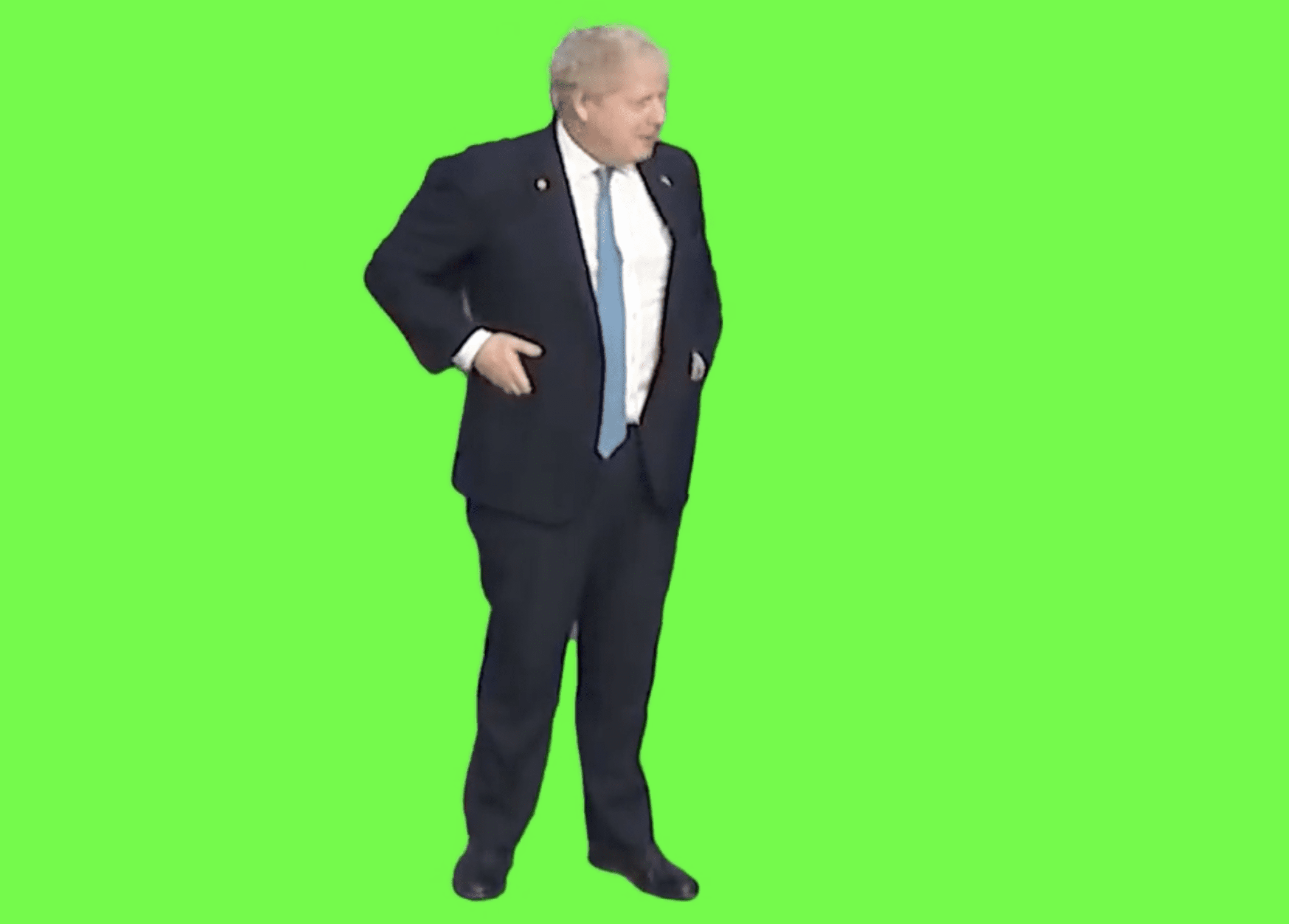 A green screen of lonely Boris Johnson got the internet creatives going wild