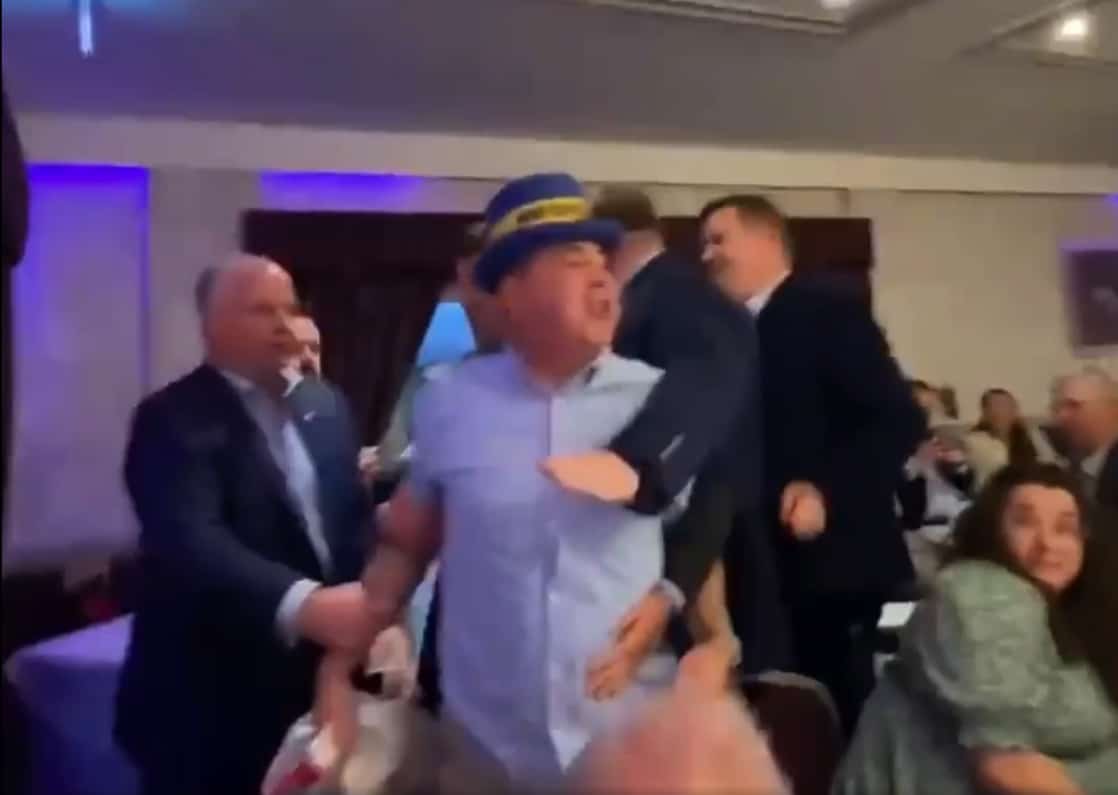 Watch: Anti-Brexit campaigner storms Tory Party conference dinner