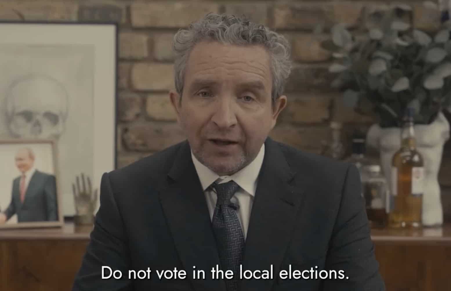 ‘Apathy is a choice’: Eddie Marsan tells Brits ‘don’t vote’ in spoof elections video