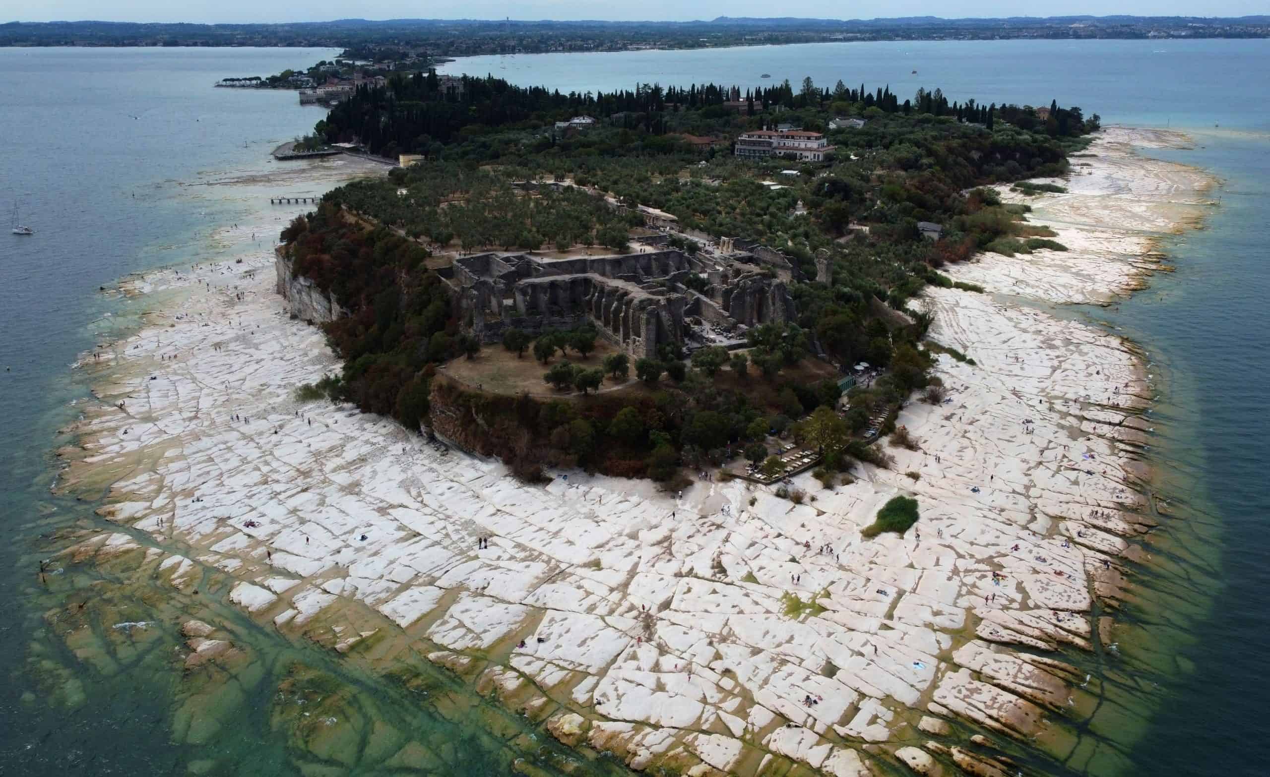 Shocking pictures show Italy’s Lake Garda at near-historic low