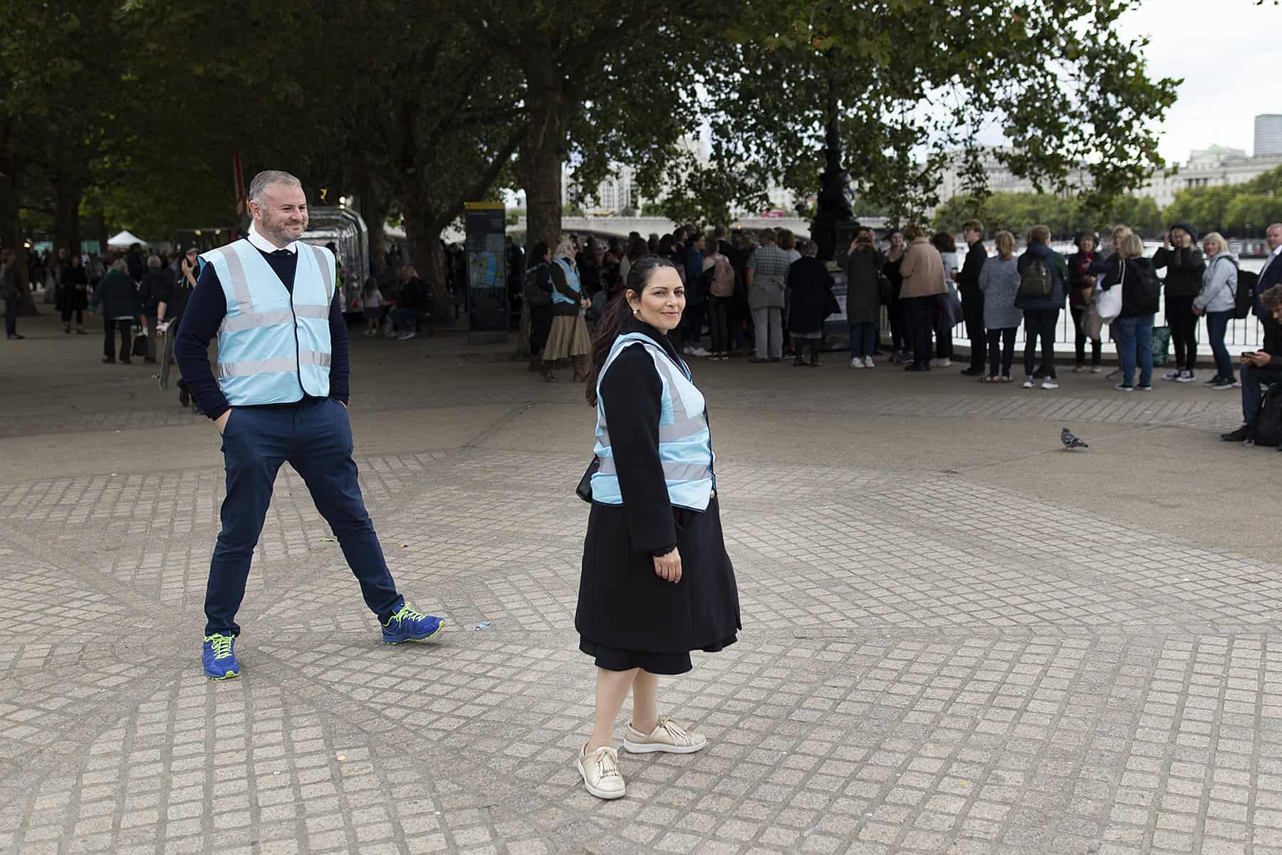 Priti Patel spotted marshalling queues to see Queen lying in state sparks reactions