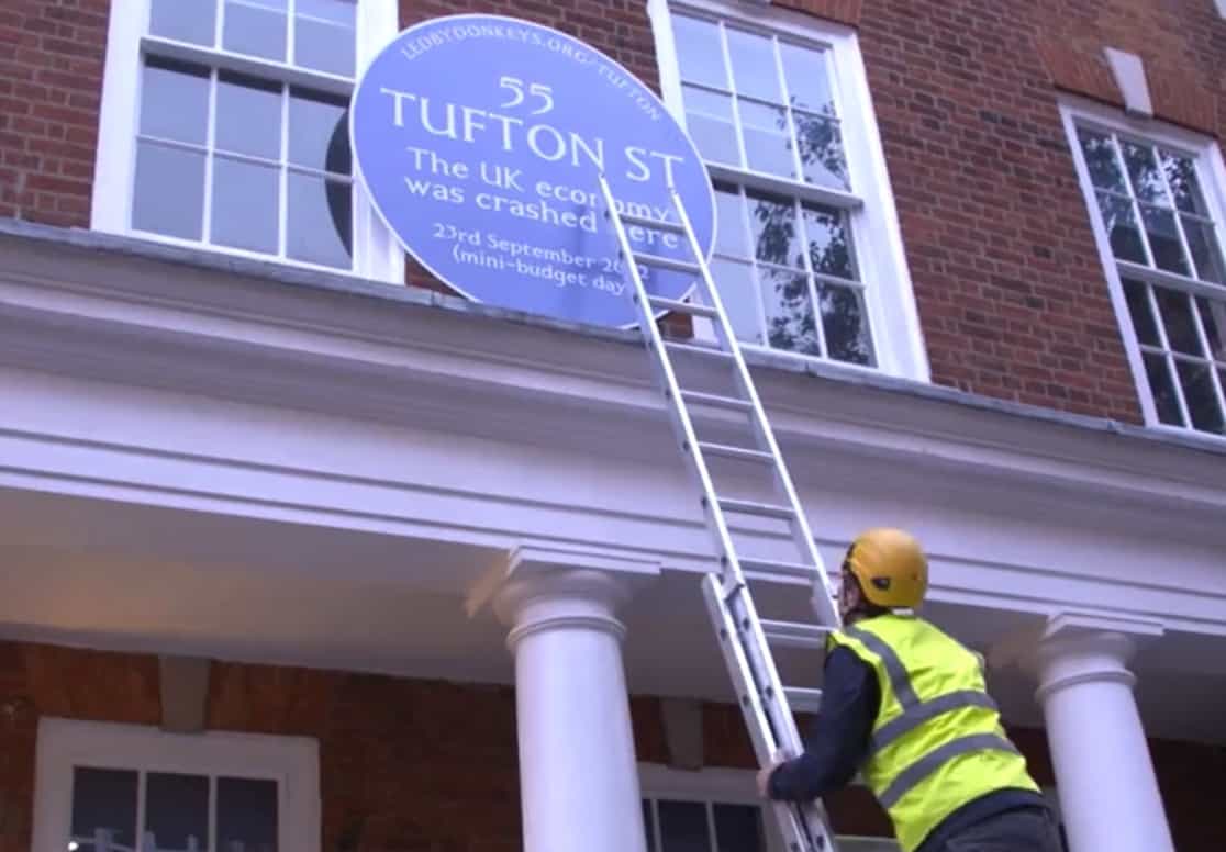 Led By Donkeys targets Tufton Street with oversized blue plaque