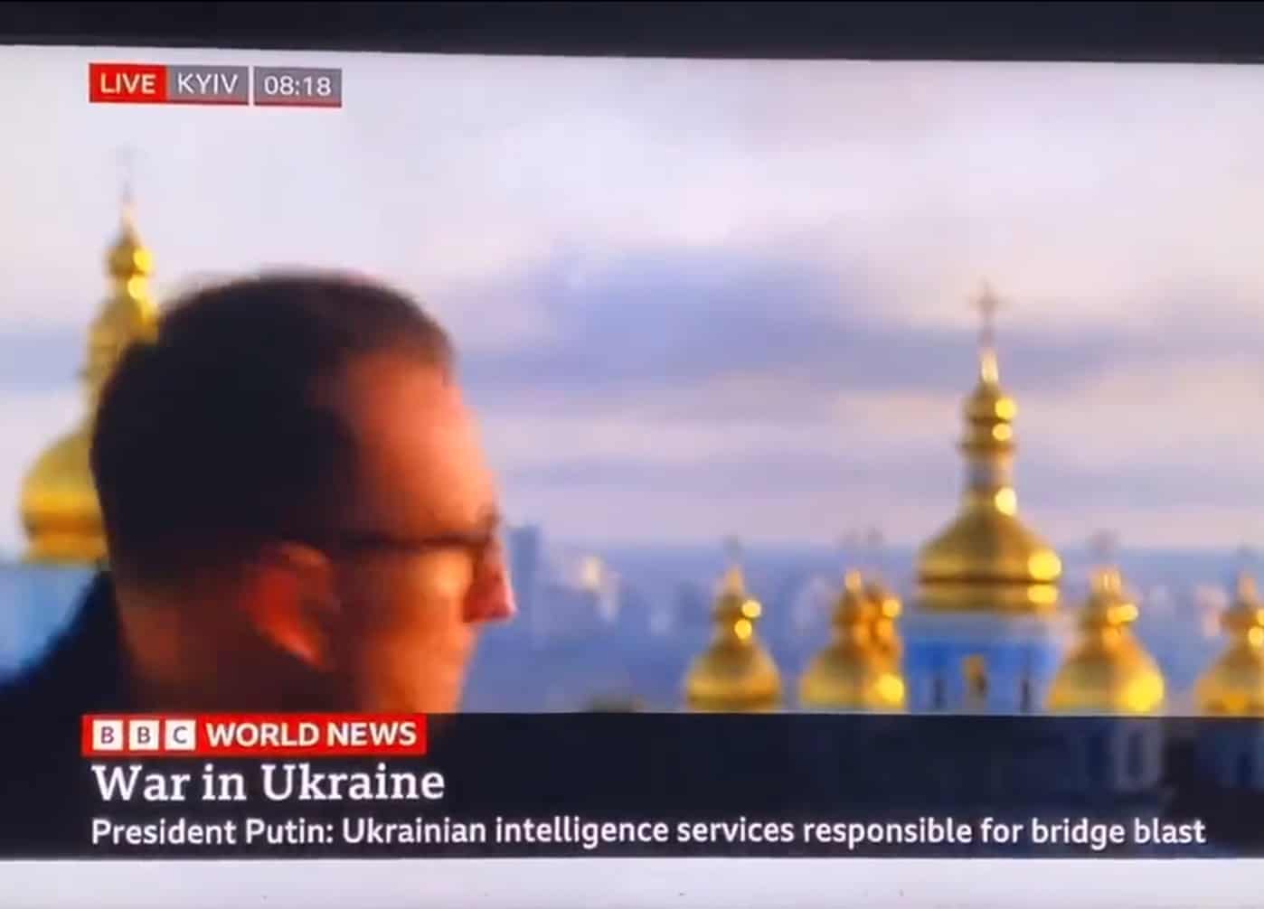 BBC presenter runs for cover as explosions rock central Kyiv 