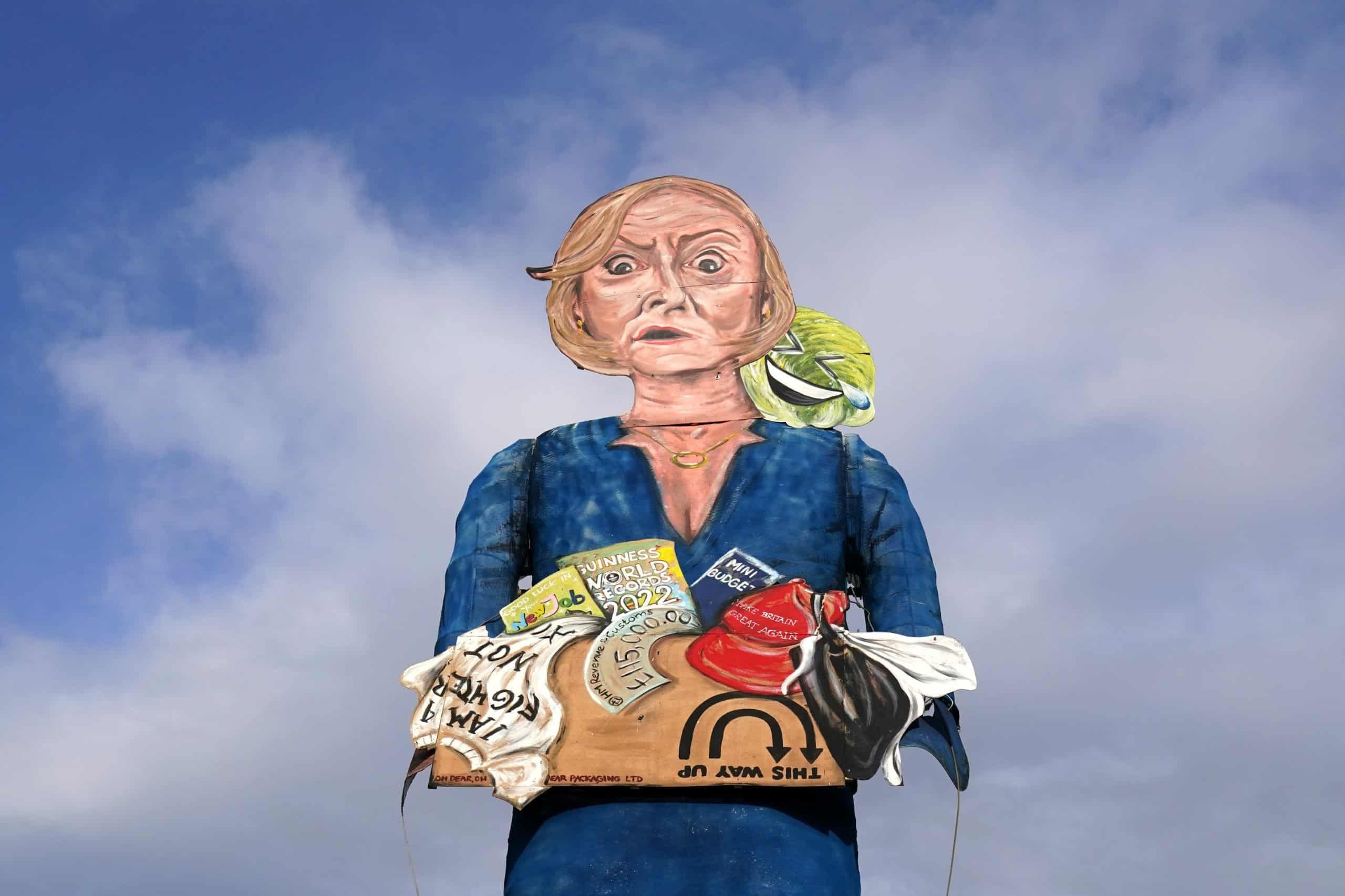 Effigy of Liz Truss with lettuce and hilarious slogan to be burned at Edenbridge bonfire night