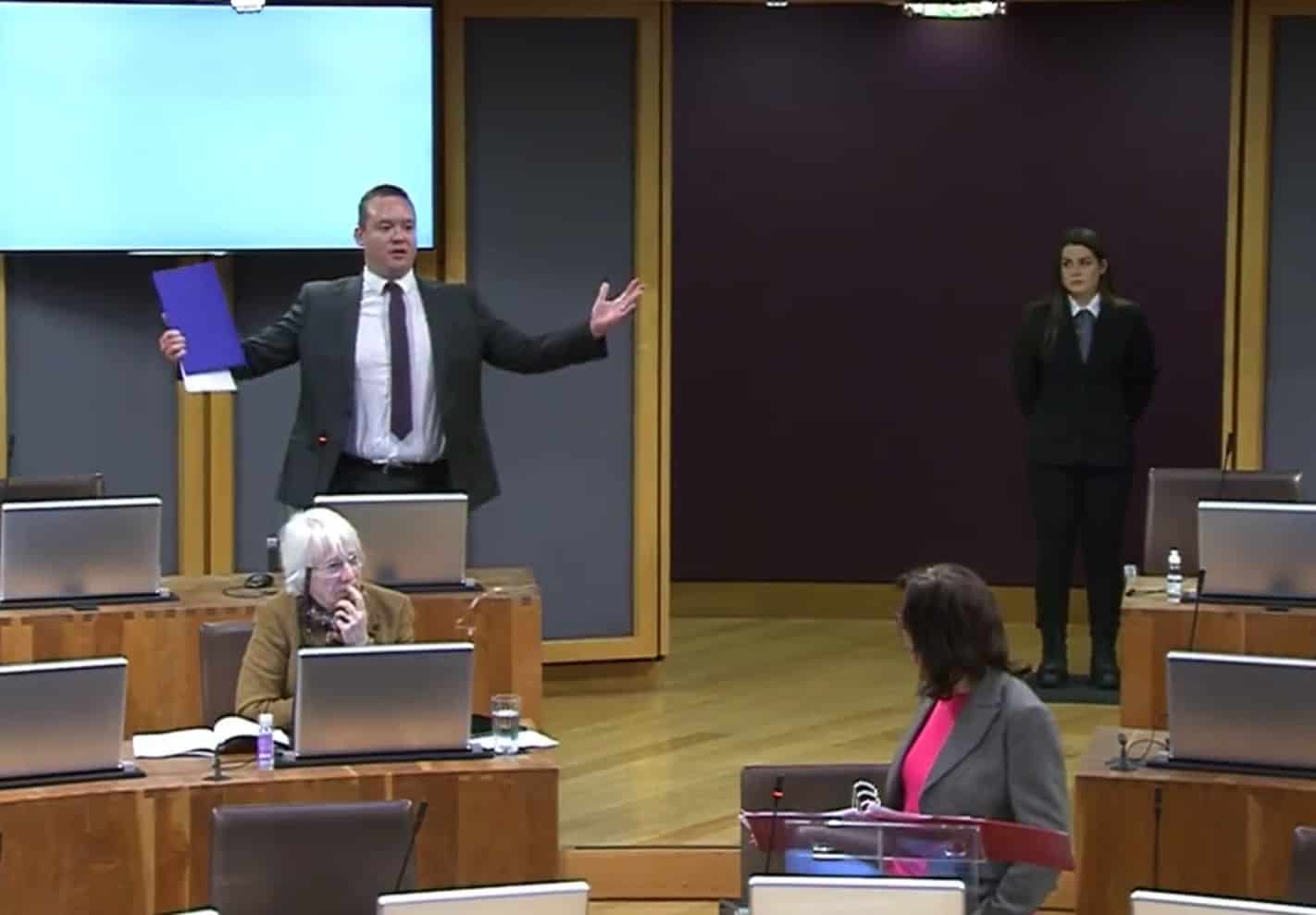 Welsh Senedd descends into chaos as Tory MS storms out