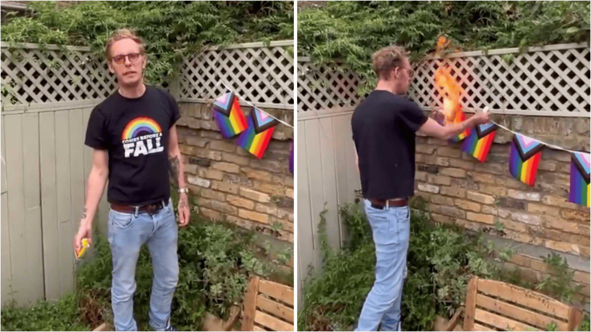 Police assessing video of Laurence Fox burning LGBTQ+ flags