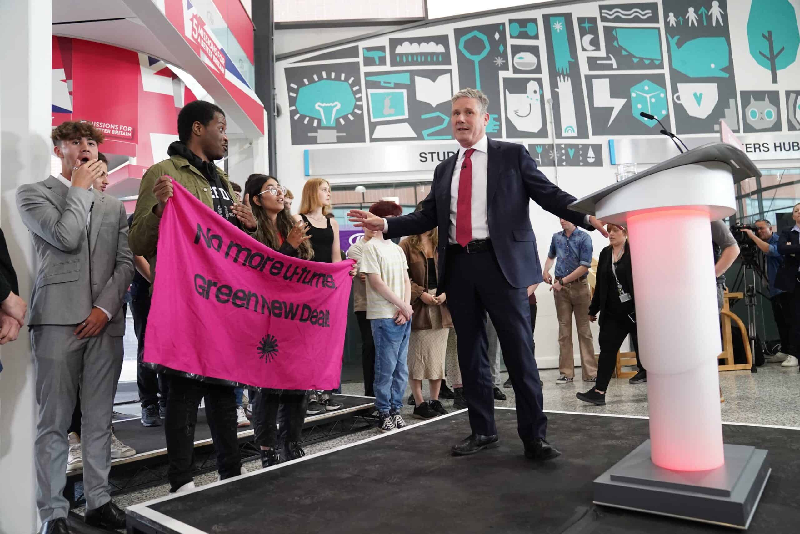 Young protesters heckle Keir Starmer at his education policy announcement