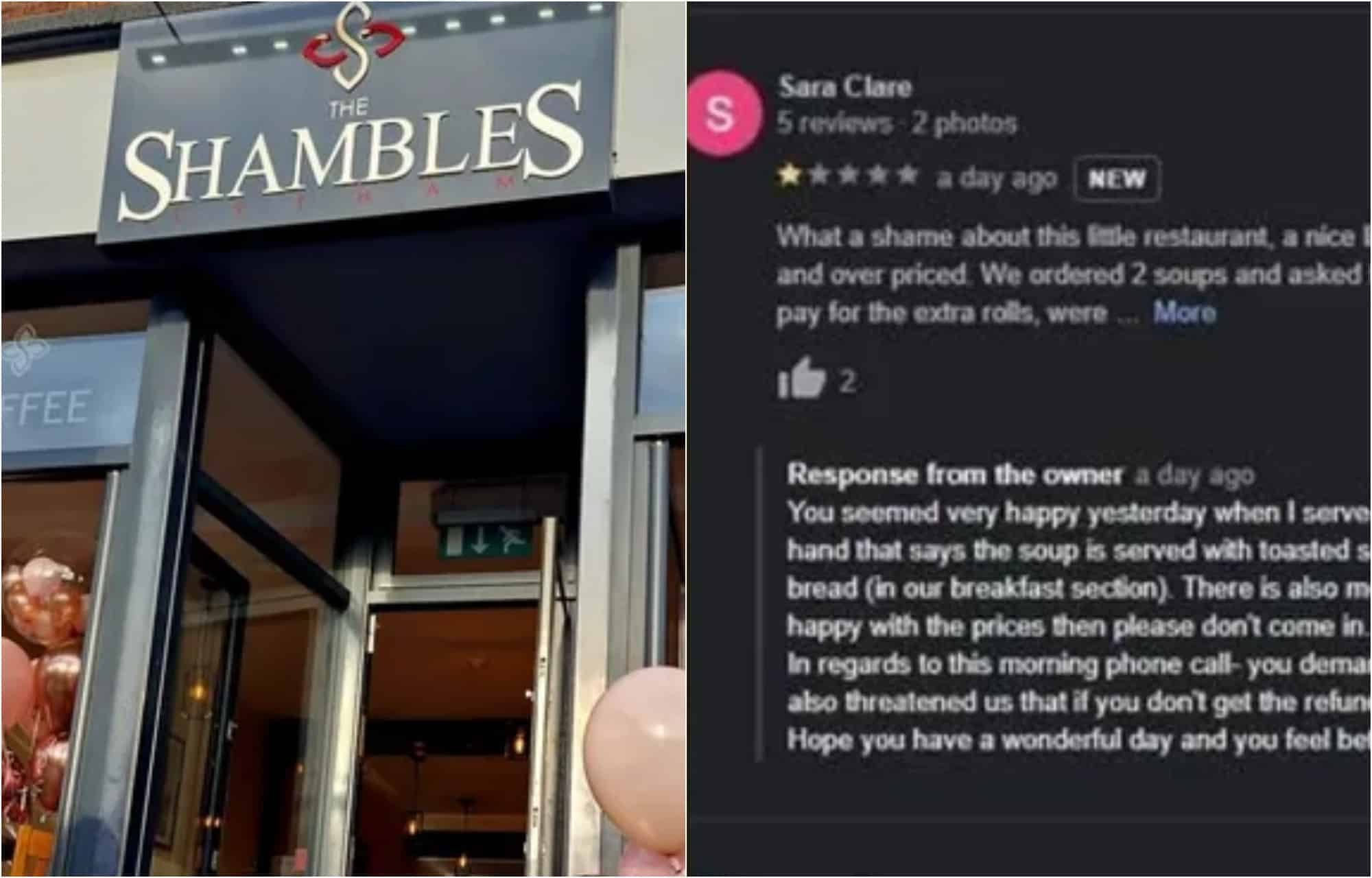 Café hits back after customer’s one star review over £9 cost for extra toast