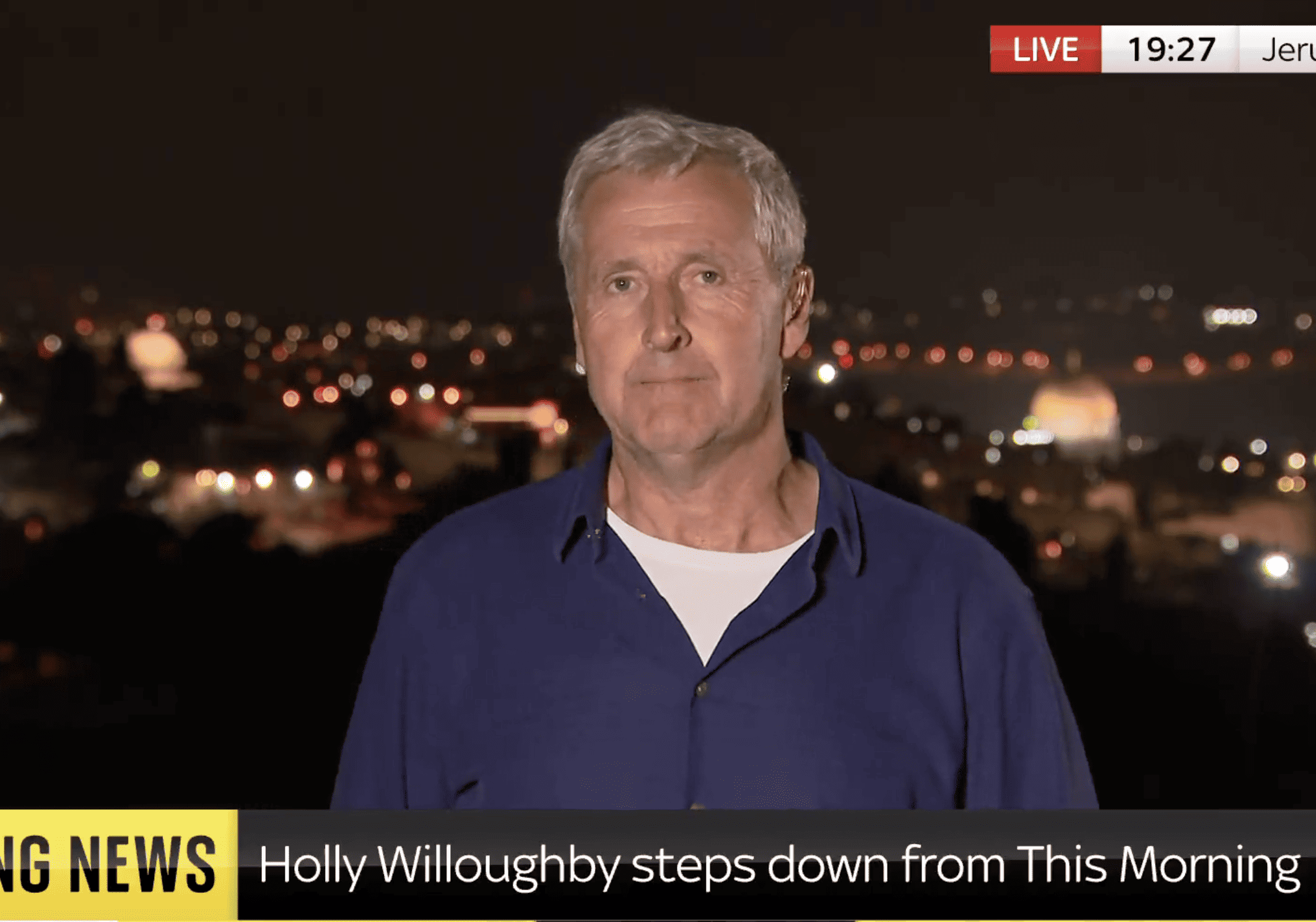 Sky News interrupt war report to bring Holly Willoughby news live from Jerusalem