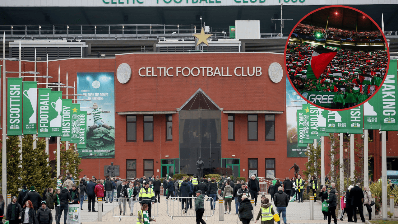 Celtic fans snub club appeal as Palestinian flags go on display for Champions League clash