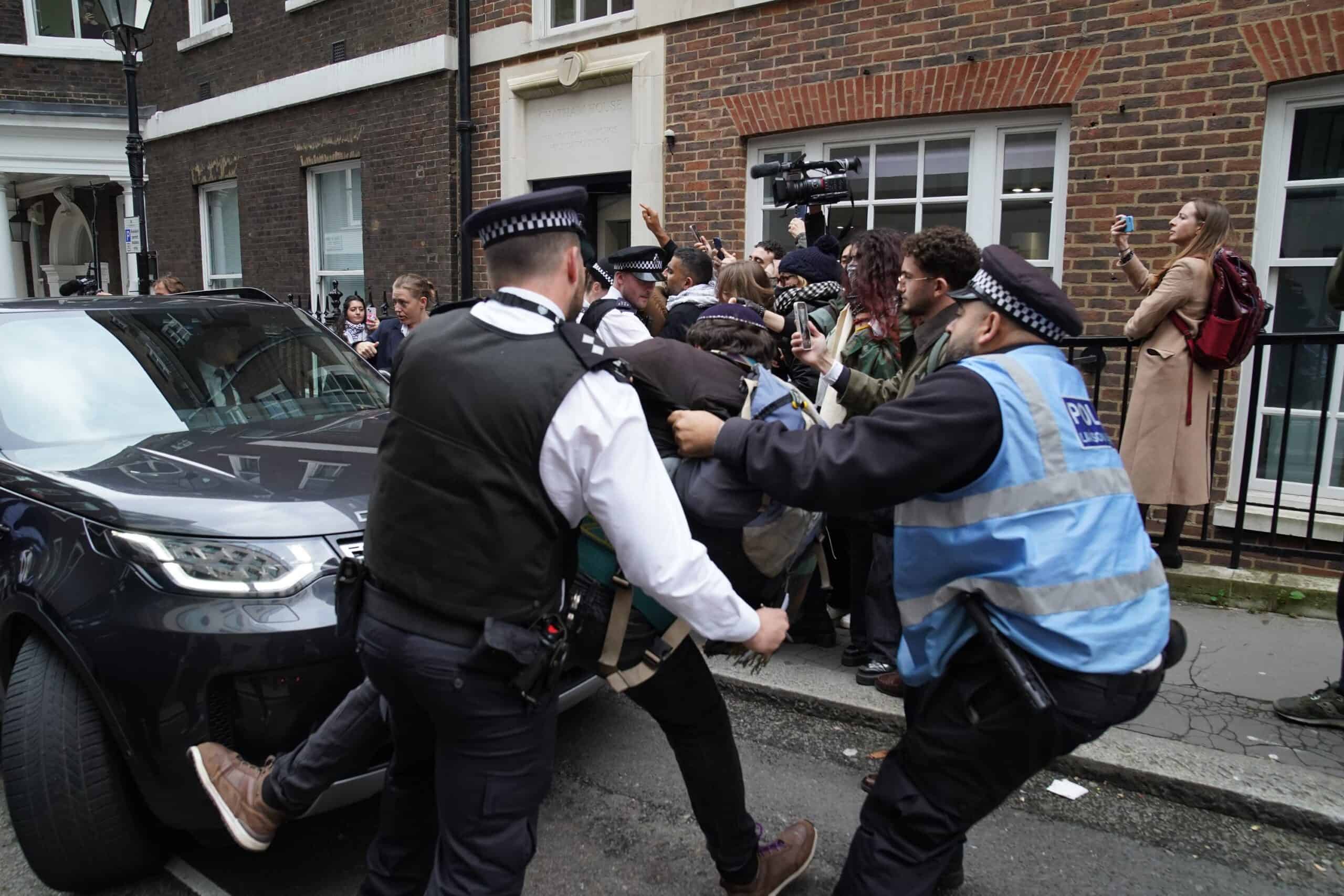 Protesters mob Sir Keir Starmer’s car in anger at his stance on Israel-Hamas war