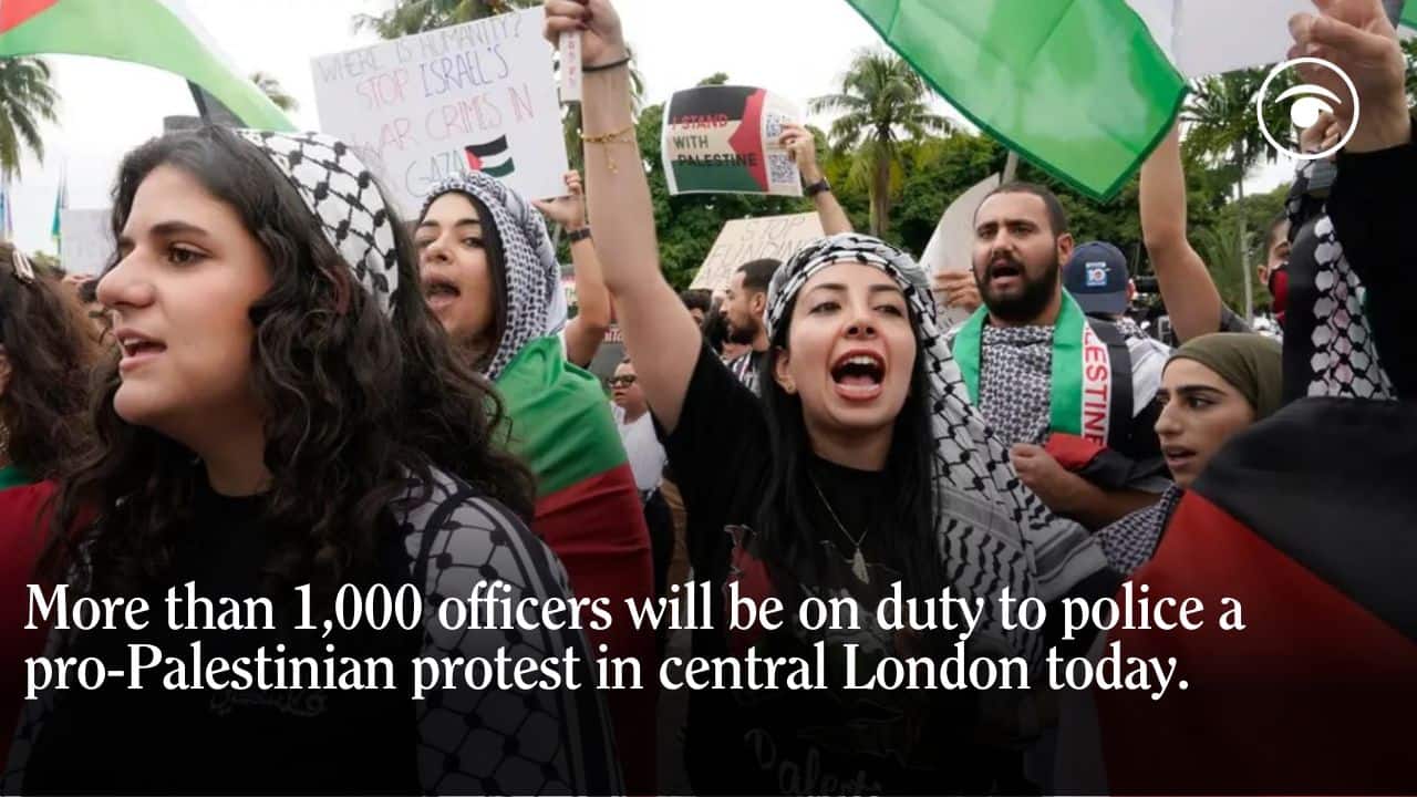 Thousands to march in London pro-Palestinian protest as Gaza expects invasion