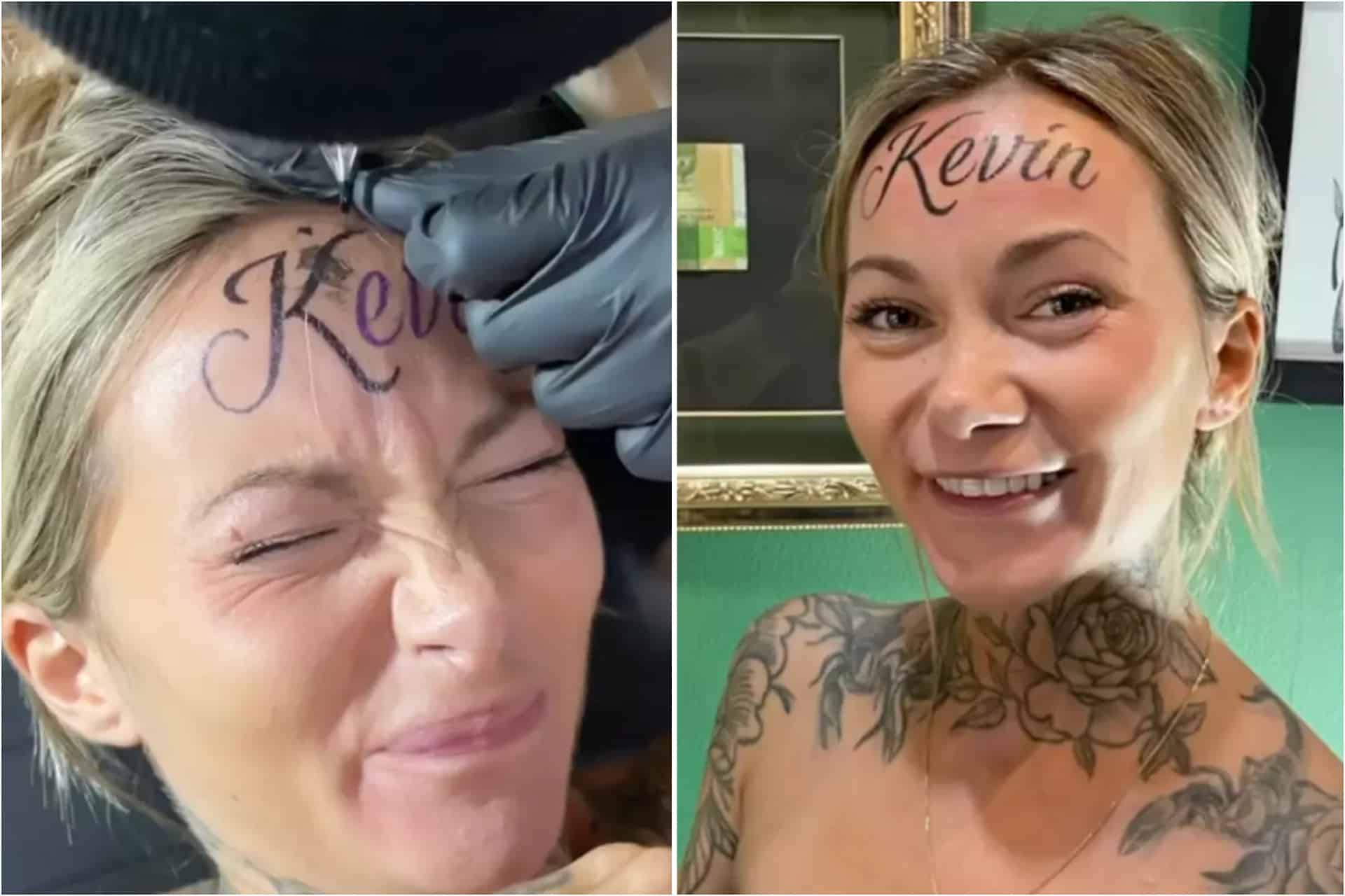 Woman who got her partner’s name tattooed on her head comes clean about new ink