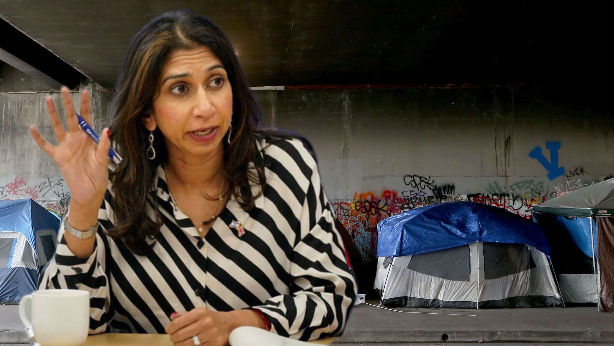 Suella Braverman has no plans to ban tent shop Millets, jokes Penny Mordaunt