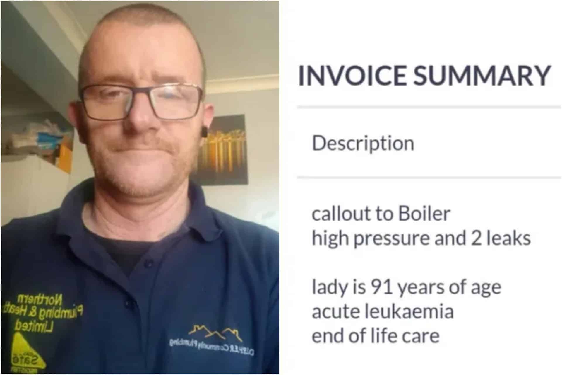 British plumber’s invoice goes viral after he fixes boiler of terminally-ill 91-year-old