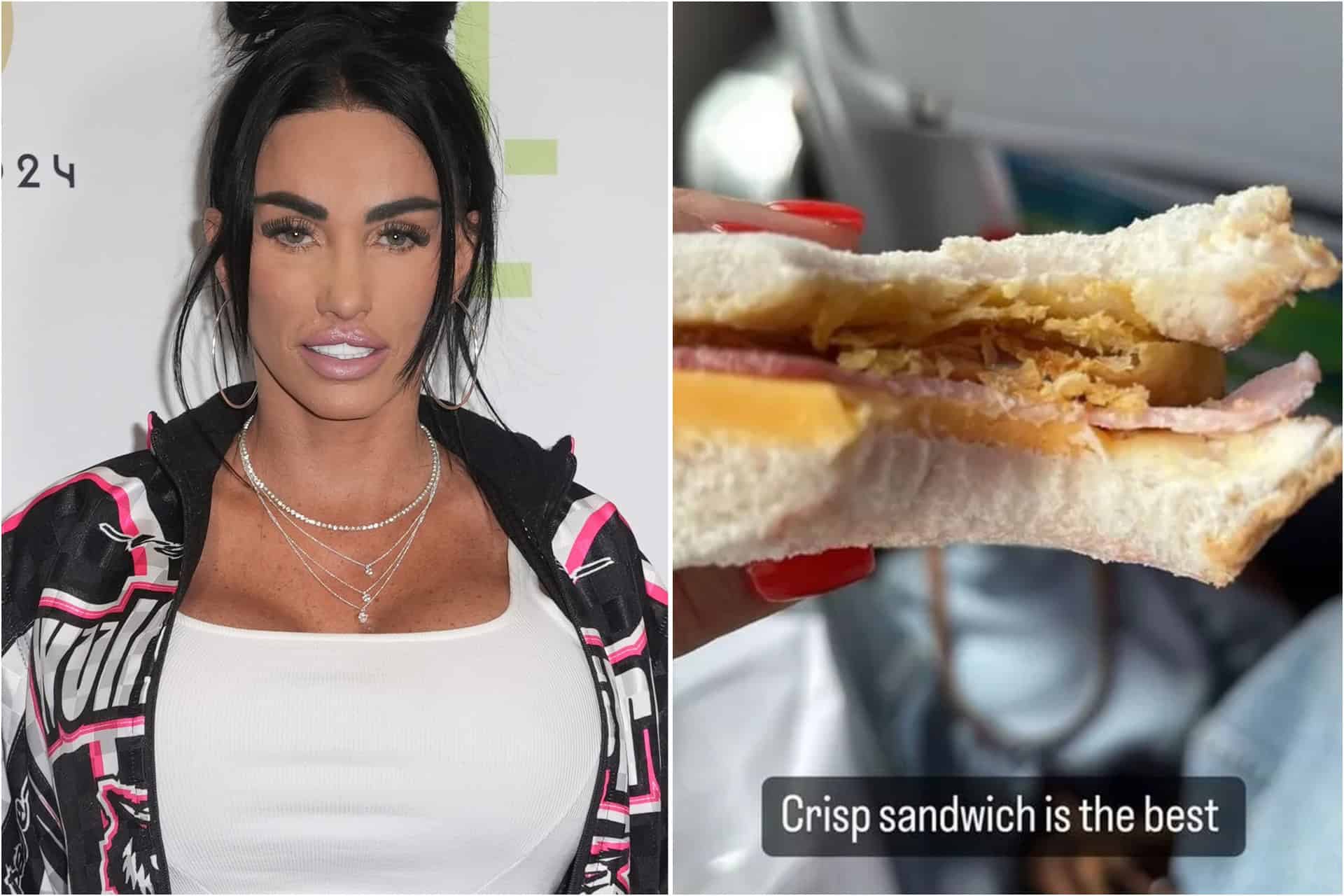 Katie Price deletes photo of her eating crisp sandwich on flight to Turkey after missing court date