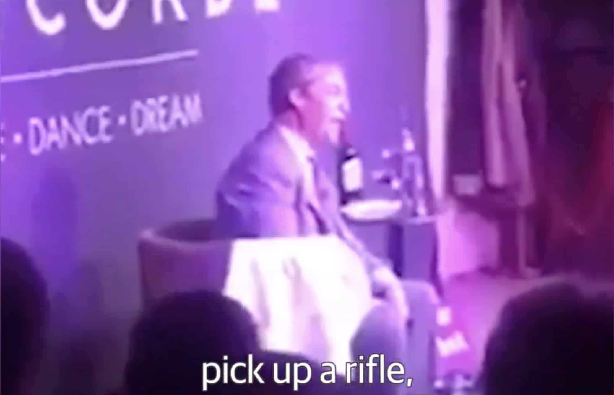 Footage of Farage threatening to ‘pick up a rifle’ resurfaces as he flies to US to support Trump