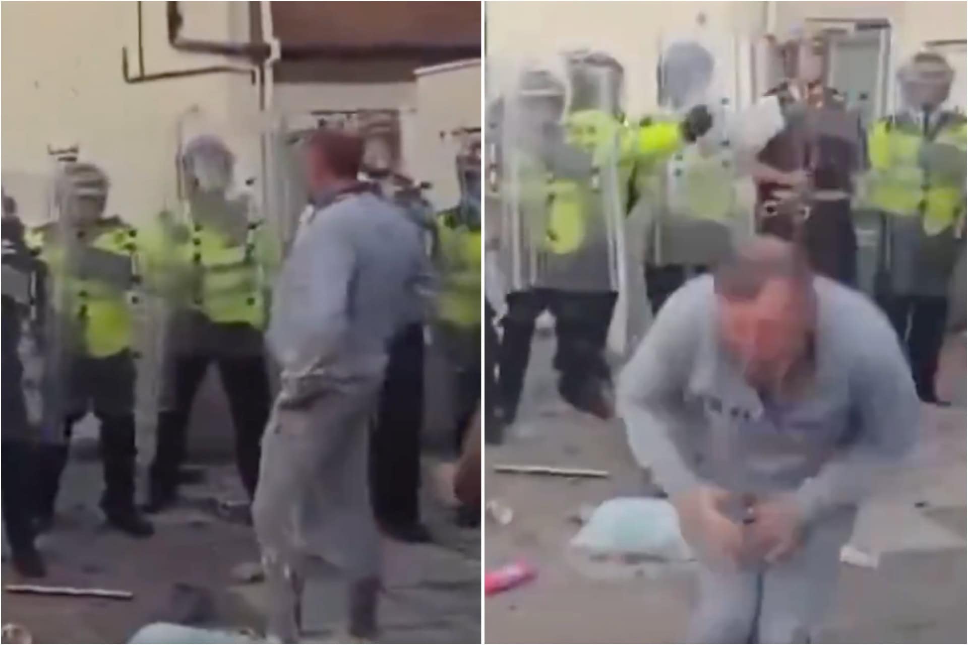 Southport rioter gets instant karma as he’s pelted in the nuts