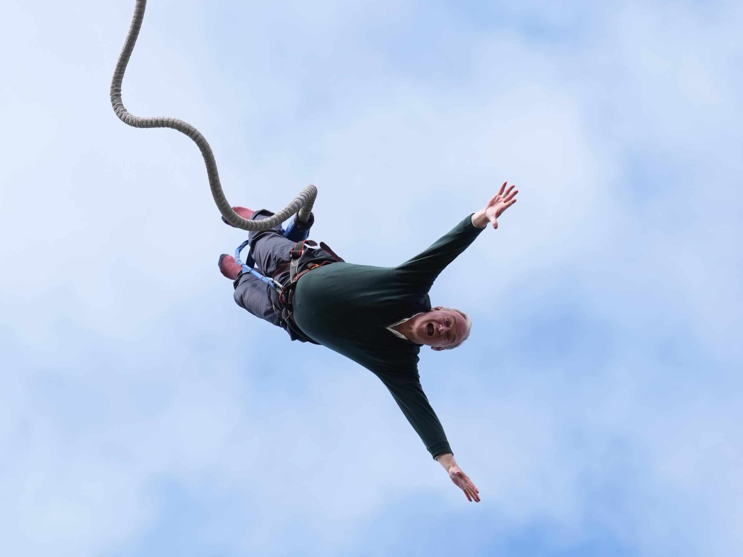 Ed Davey caps off final week of campaigning with bungee jump