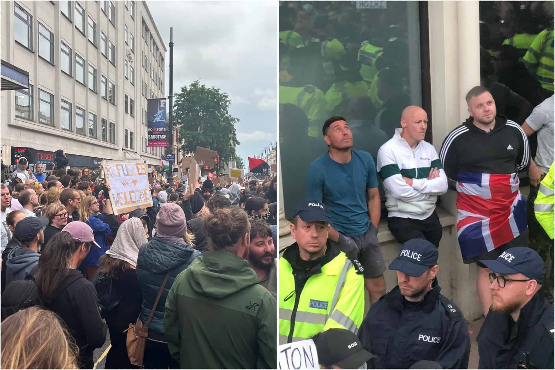 Brighton counter-protesters outnumber would-be rioters by a hundred to one