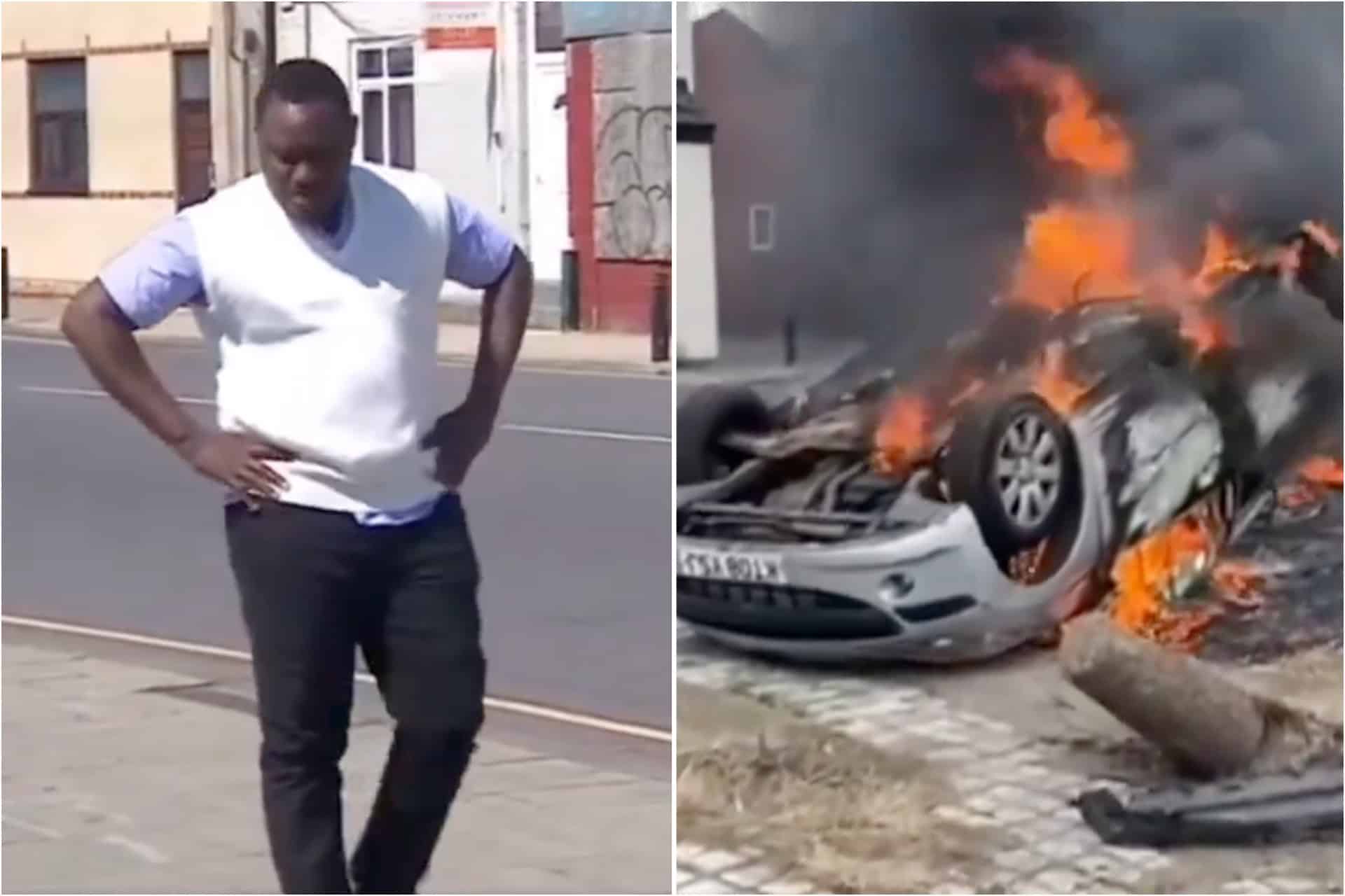 Carer says his car was torched after a 12-hour shift