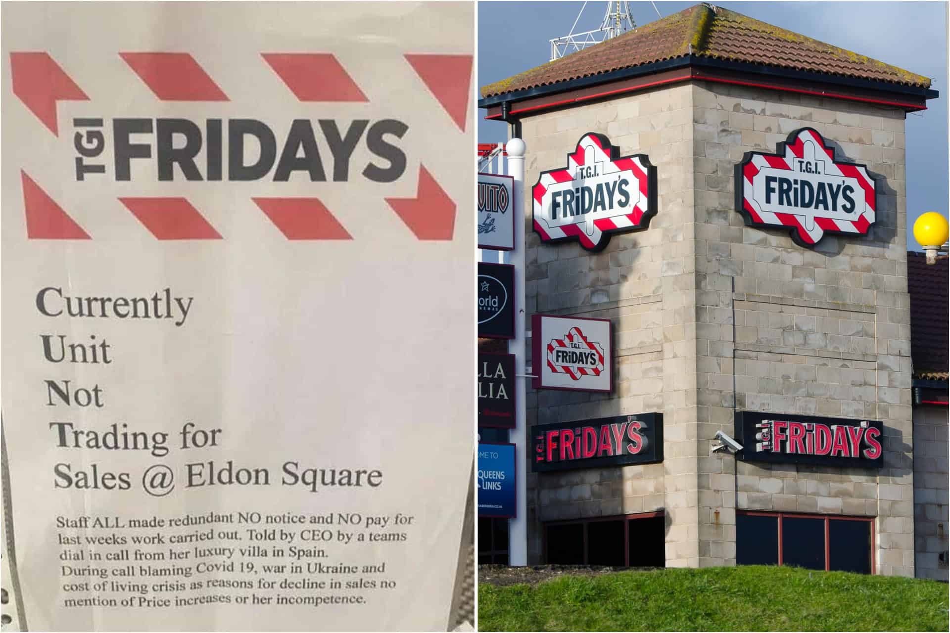 TGI Friday’s staff make their thoughts clear after being laid off by conference call without wages, holiday pay or tips