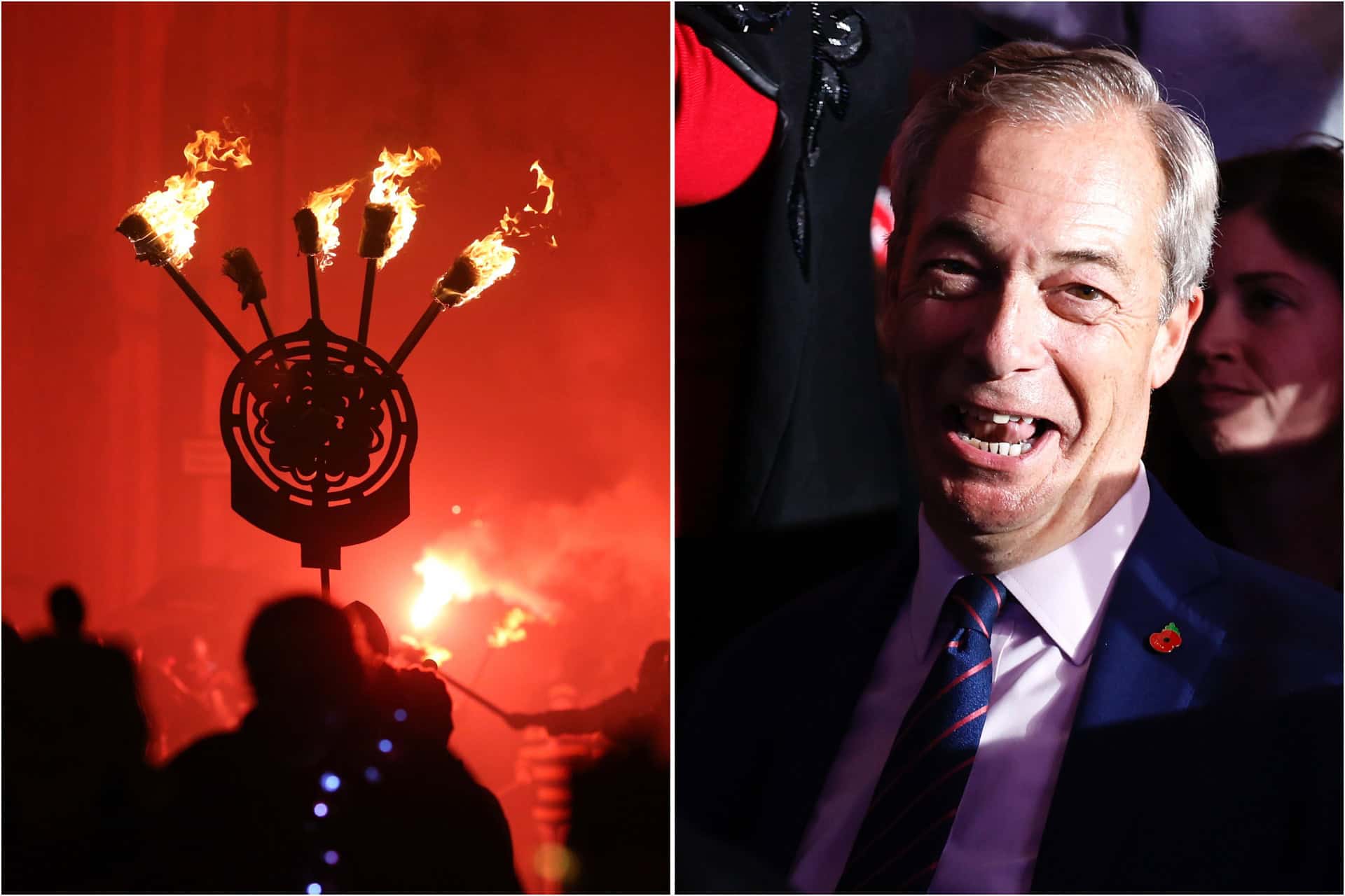 Nigel Farage featured in riot-inspired effigy at annual Lewes Bonfire